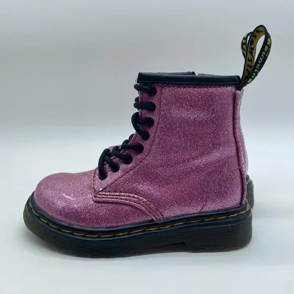 Dr. Martens Pink Sparkle Eye Glitter Ankle Boot Combat Boot Moto Toddler size 7 - Picture 3 of 9